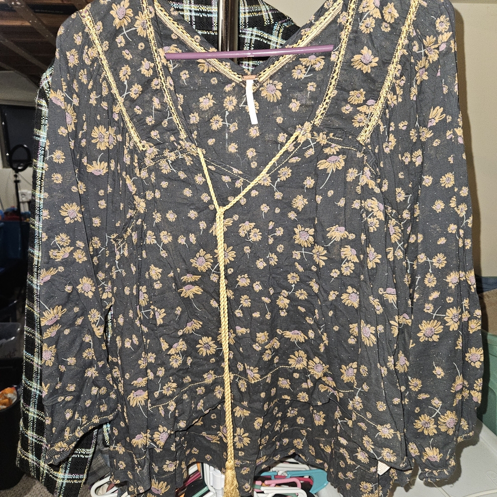 Free People Small Black and Purple Women's Top